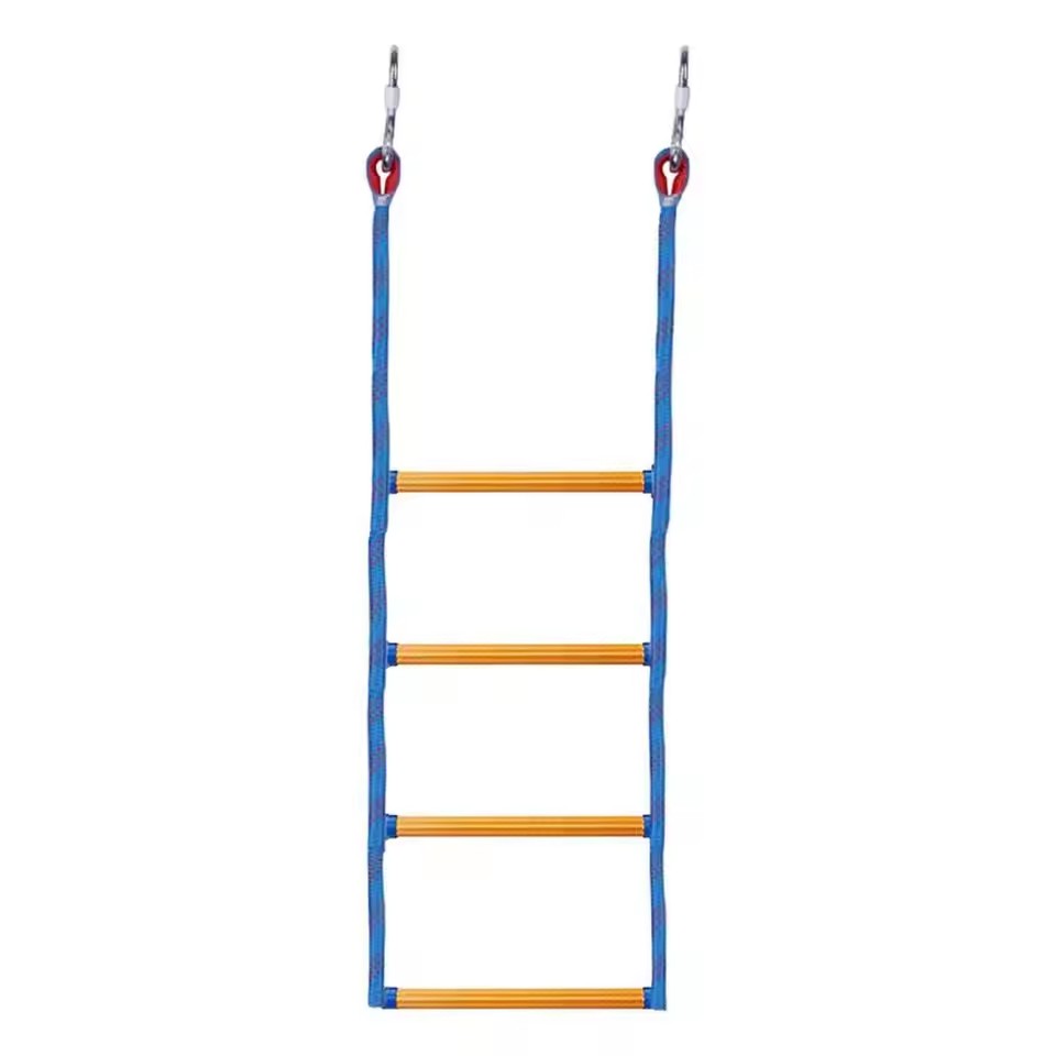 Escalera de barco portátil, escalera de cuerda de embarque plegable de 4 escalones, escalera antideslizante octogonal para kayaks, lanchas, escalera para patio trasero: Rojo
