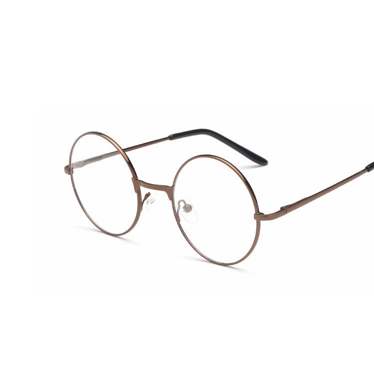 Vintage Transparent Women Glasses Metal Full Frame Optical Round Lens Glasses Female Clear Reading Plain Glasses Small: Copper