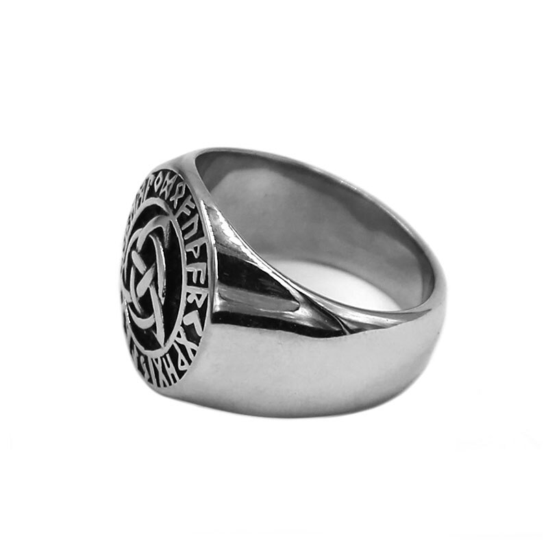 Noorse Viking Rune Ring Rvs Sieraden Odin &#39;S Symbool Rune Brief Signet Biker Ring Keltische Mannen Ring SWR0996