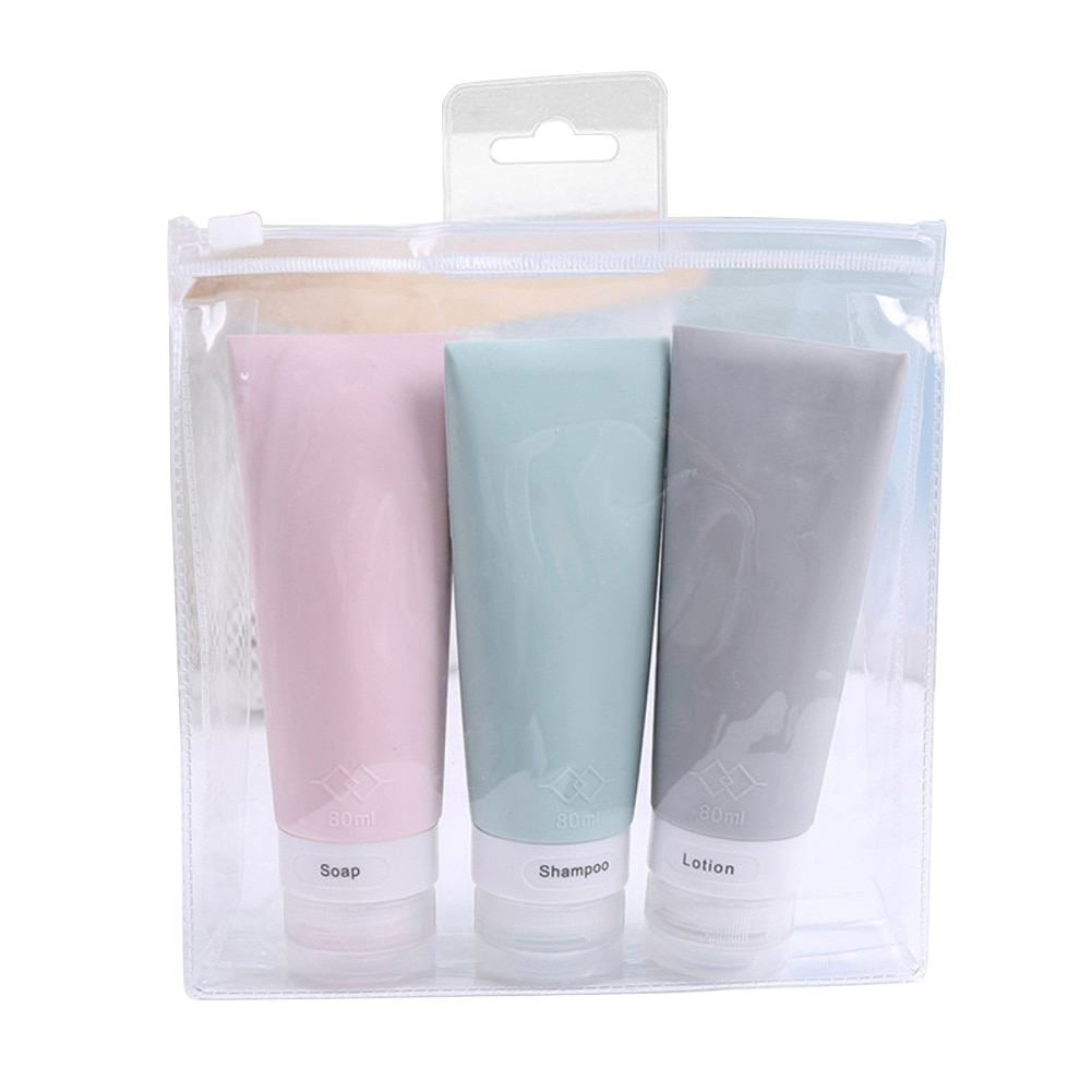Botella vacía de silicona para champú, Gel de ducha, cosméticos, juego de viaje, botella dividida, 38/60/80ml, 3 uds.