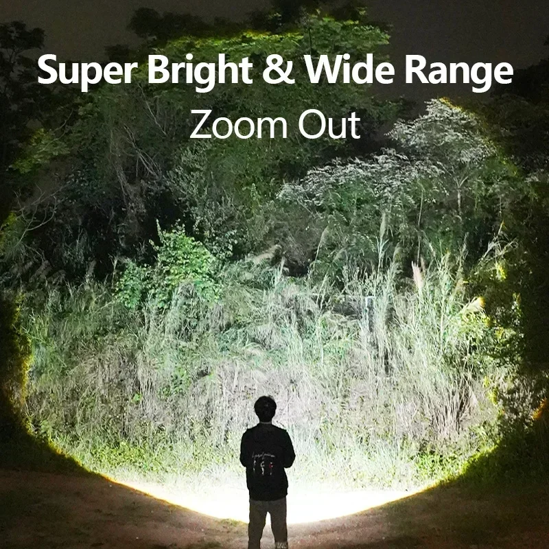 Linterna LED XPE COB, luz lateral, linterna portátil con gancho, luz de Camping, linterna impermeable con zoom recargable por USB