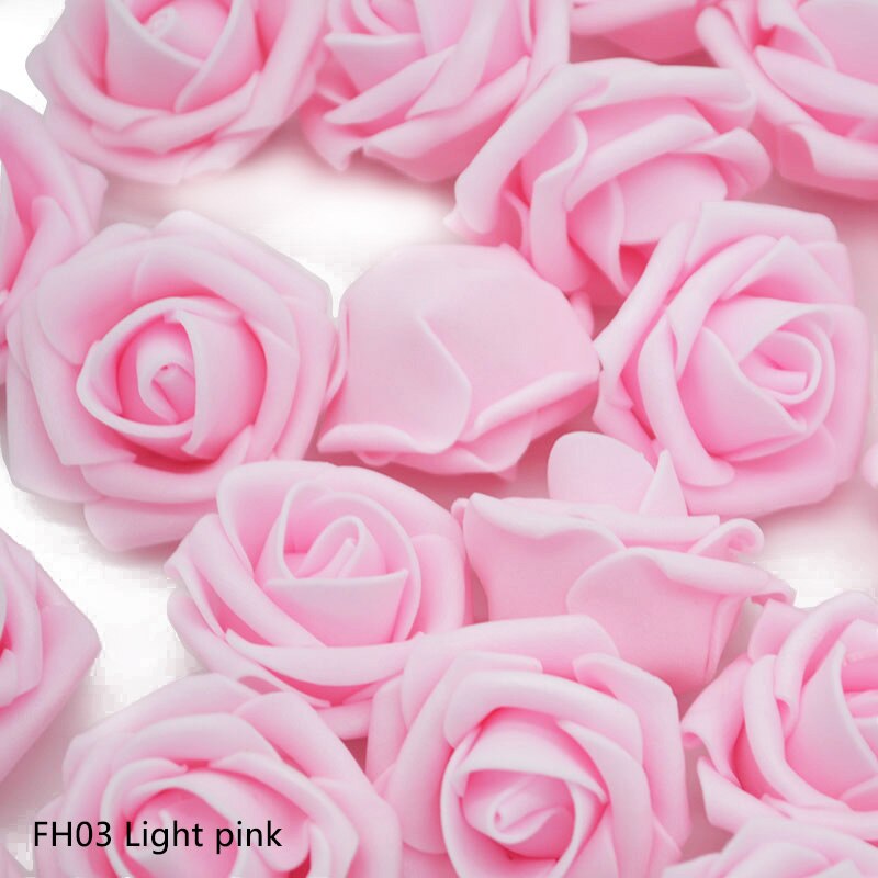 50 stk/parti 4cm kunstige blomsterhoveder håndlavet gør-det-selv bryllup boligdekoration multi-brug pe skum rose dekorative blomster forsyninger 65z: Lyserød  fh03