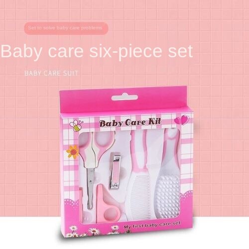 Tijeras para uñas para bebé recién nacido, juego de diez cepillos para el cuidado del bebé, combinación de cepillo de succión Nasal, dispositivo de reparación de uñas para bebé, cortaúñas, cuidado del bebé: 6 Pink