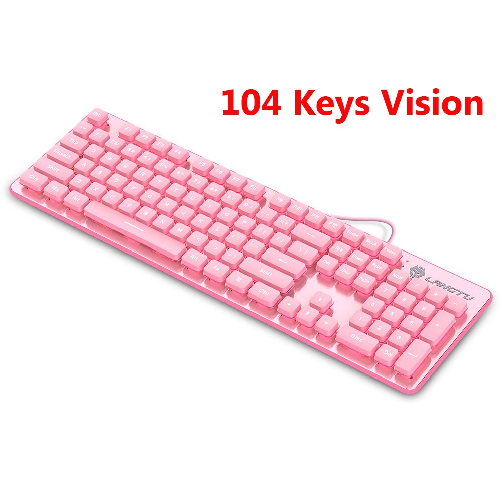 keyboard and Mouse set Wired Desktop Computer Game Gaming 87-key Girl Cute Pink Mute Office Notebook Keyboard: 104 Keys Keyboard