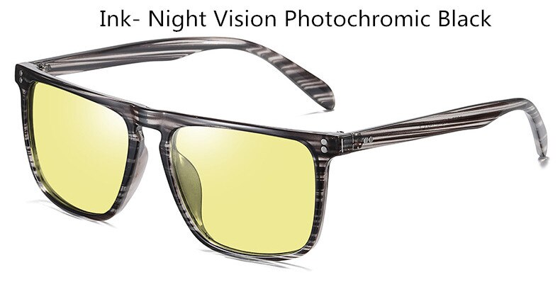 Mænds nattesyn polariserede fotokromiske briller, firkantede solbriller med farveskiftende solbriller  s193: Blæk gul