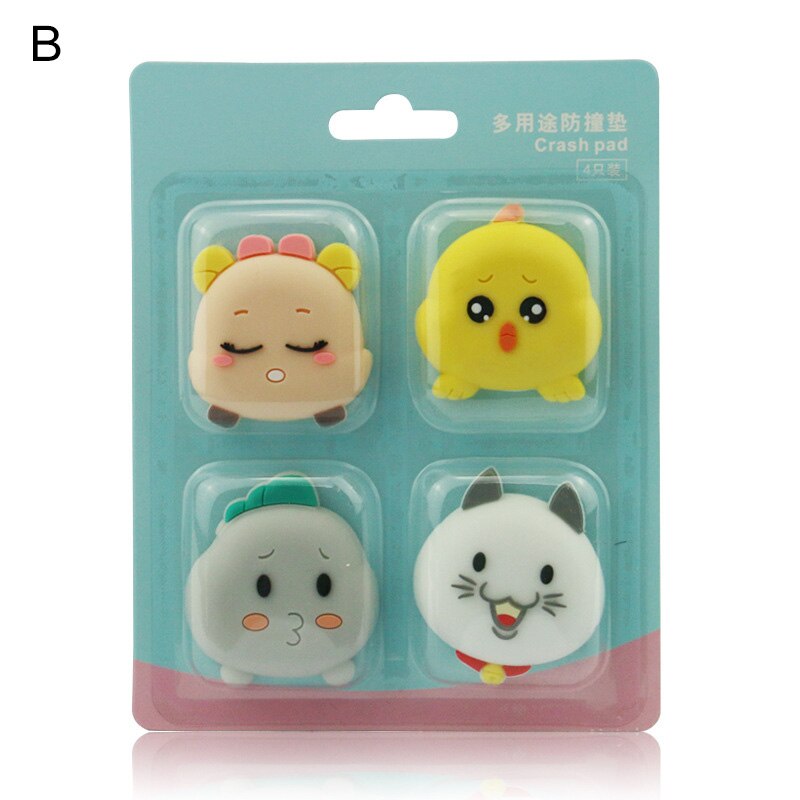 4 sztuk/zestaw samoprzylepne ściany wyciszenie naklejka na ścianę i drzwi silikonowa ochrona na zamek robić drzwi klocki pogrubienie Słodki kreskówka zwierząt zaszokować mata: B