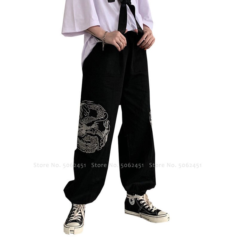 Pantalones de harén estilo japonés Harajuku traje chino Tang Hip Hop talla grande Streetwear pantalones de pierna ancha ropa gótica asiática