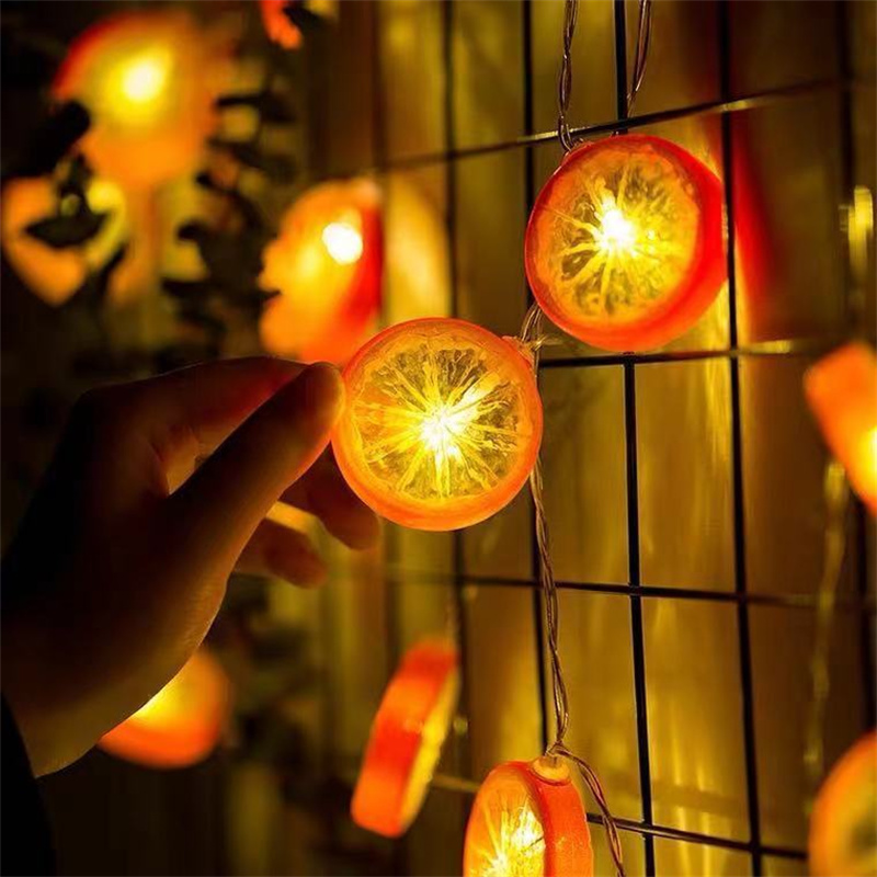 2023 Año USB Frutas Limón Luces de cadena LED Atmósfera interior Decoración navideña Luces de batería Impermeable 092