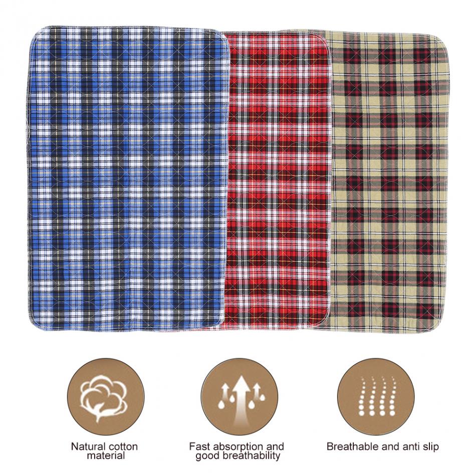 60 * 90cm återanvändbara bomullsinlägg för vuxna, tvättbara förtjockning blöjfoder flädertyg blöja 3 lager hälsoblöjinlägg