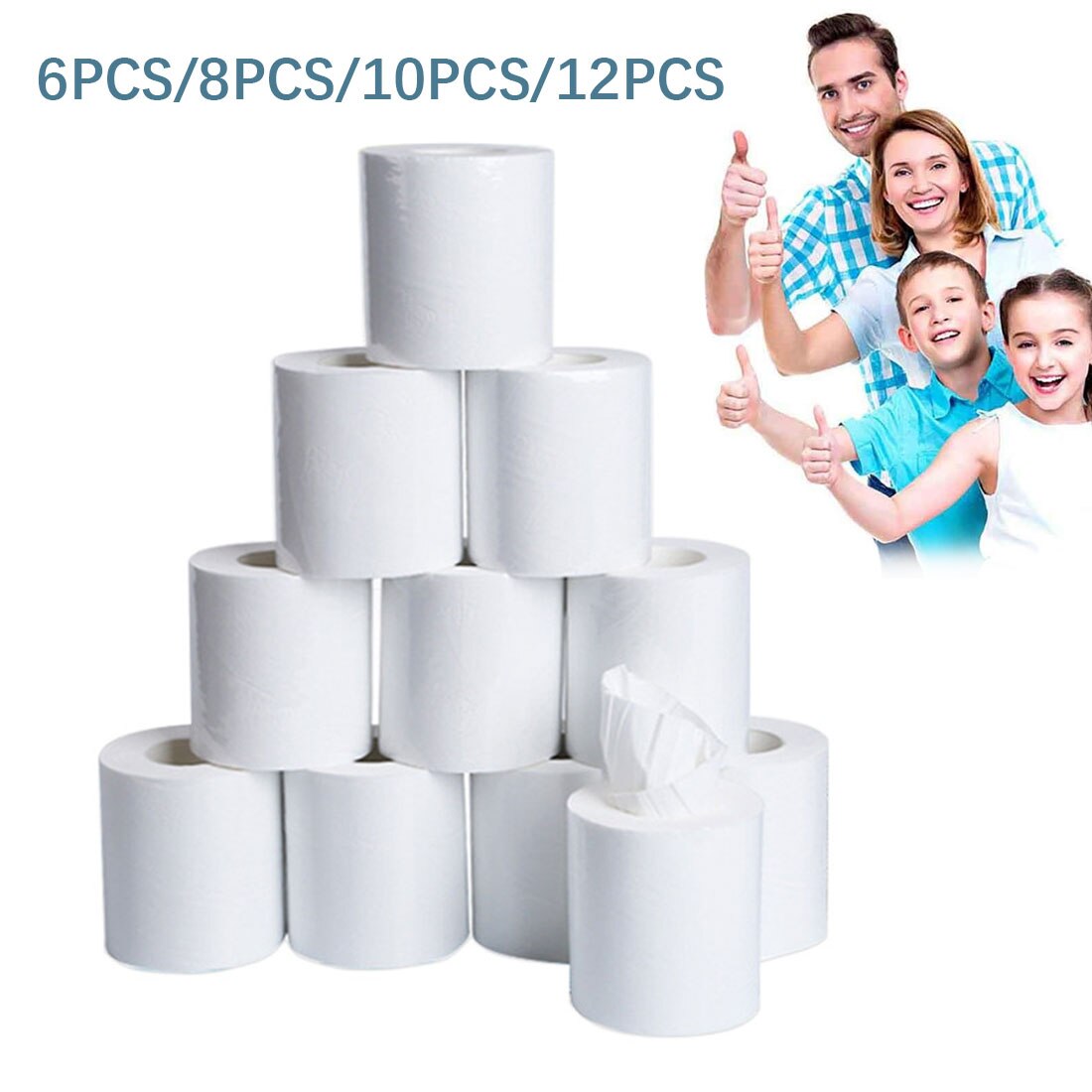 6/8/10/12 Rolls Home Kitchen Toilet Roll Paper Tissue Smooth Soft Toilet Paper Car Accessories Interior Car Paper Towels