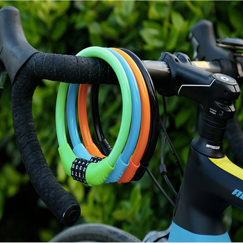 Cykellås cykel adgangskode stålkabel wire låse kæde mtb sikkerhed sikkerhed cykel cykling farve sikker lås pude kombination