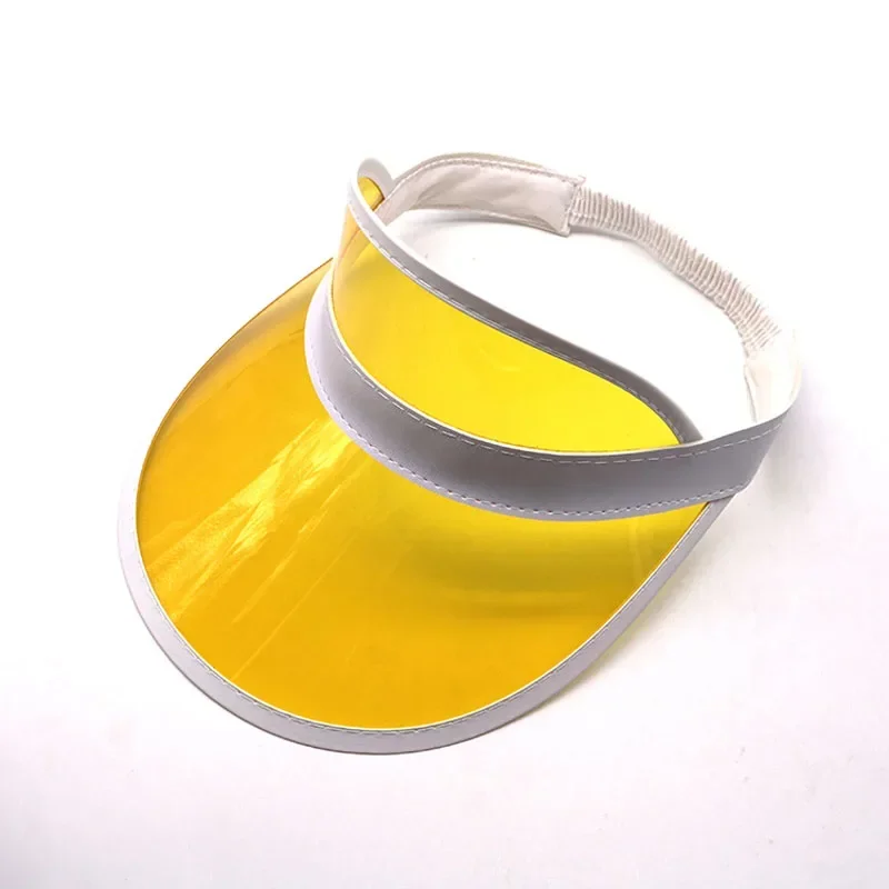 Outdoor Casual Green Color Transparent Anit-uv Plastic Face Sun Shield Hats Sun Visor Hats Golf Cap Rain Hat: Yellow