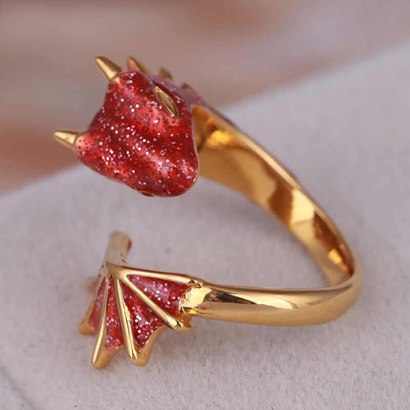 Gold Topaz Dragon Ring Lucky Fingere Huisdier Verstelbare Wrap Open Ringen Dier Sieraden Voor Vrouwen Meisje TRYC889