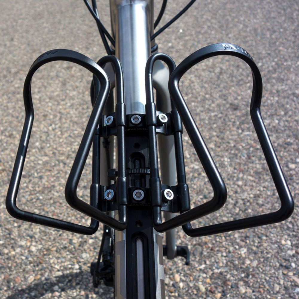 Mtb cykel dobbelt flaske forlænger cykel flaske bur forlænger aluminiumlegering mountain road cykel stel vand kopholder ekspander
