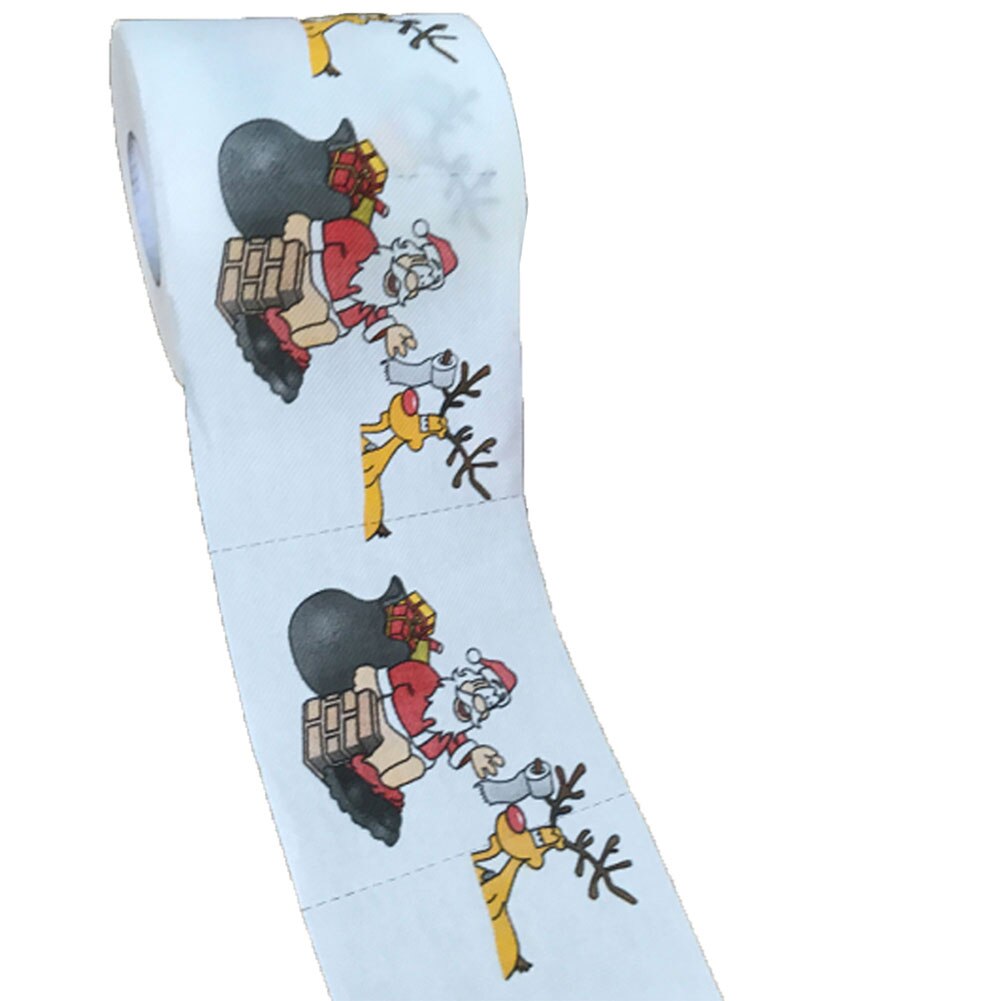 Papier de rouleau de noël, dessin animé mignon Santa Elk flocon de neige impression serviettes en papier pour le marché des toilettes de l'école de fête de la maison