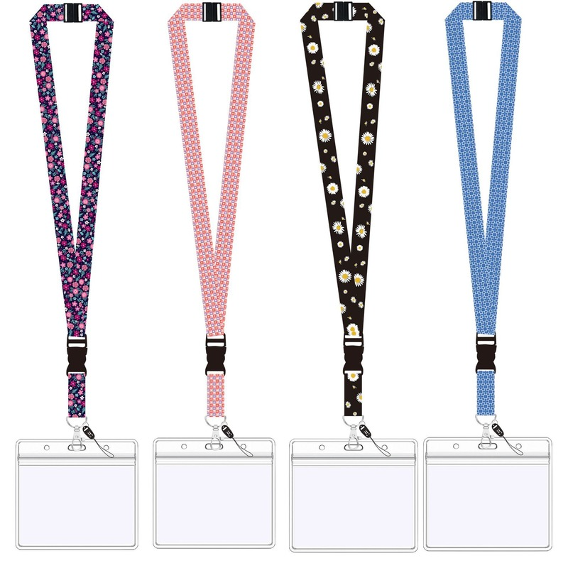 Bloem Zakelijke Creditcard Houder Plastic Werknemer Card Cover Student Lanyard Intrekbare Pull Clip Badge Id Naam Card Case