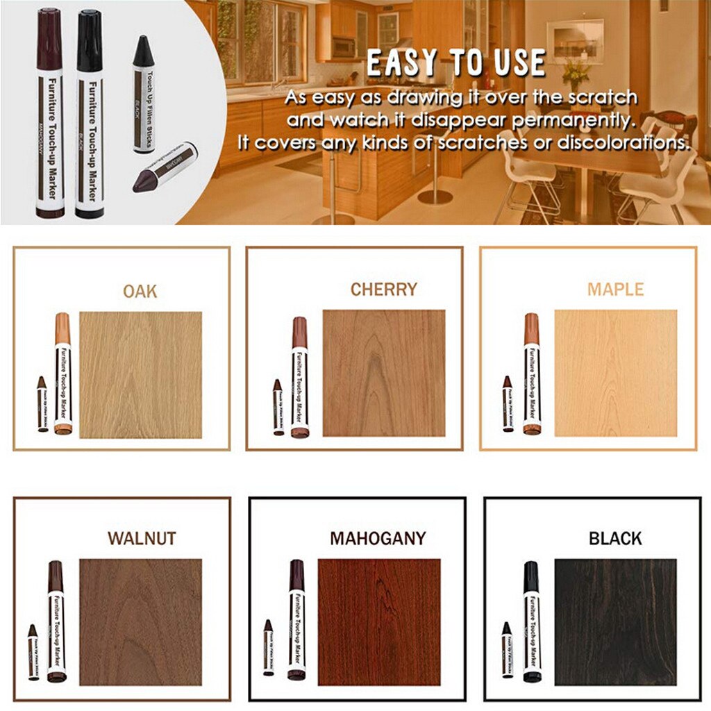 Houten Meubelen Reparatie Pen Markeerstift Wax Filler Reparatie Fix 12Pc Cover Houten Meubelen Krassen Op Houten planken