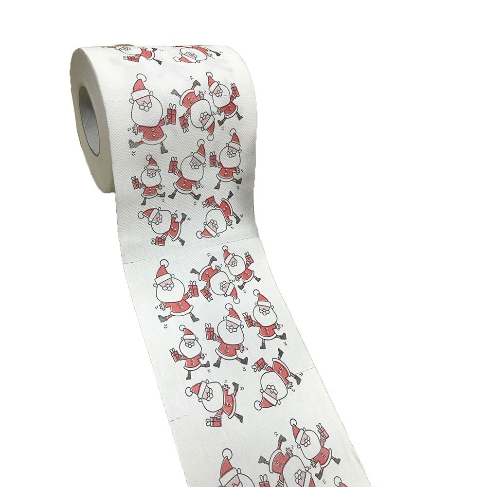 Papier de rouleau de noël, dessin animé mignon Santa Elk flocon de neige impression serviettes en papier pour le marché des toilettes de l'école de fête de la maison