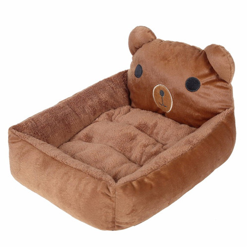 Söta tecknade kattsängar mattor mysig varm mjuk fleece bäddsoffa för små husdjur hundar katter tvättbar katt kattunge kattunge hus djurprodukter: Brun björn / M 42 x 48 cm