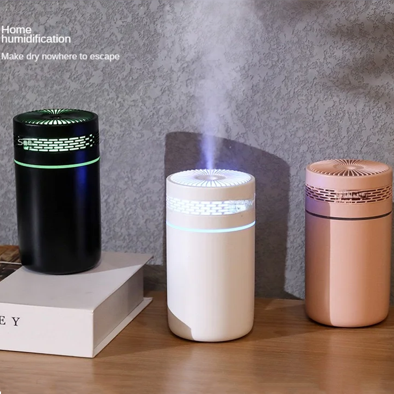 Humidificador de aire portátil para coche, minihumidificador de niebla con luz LED, alimentado por USB, difusor de aceite esencial para dormitorio y viaje, 250ML