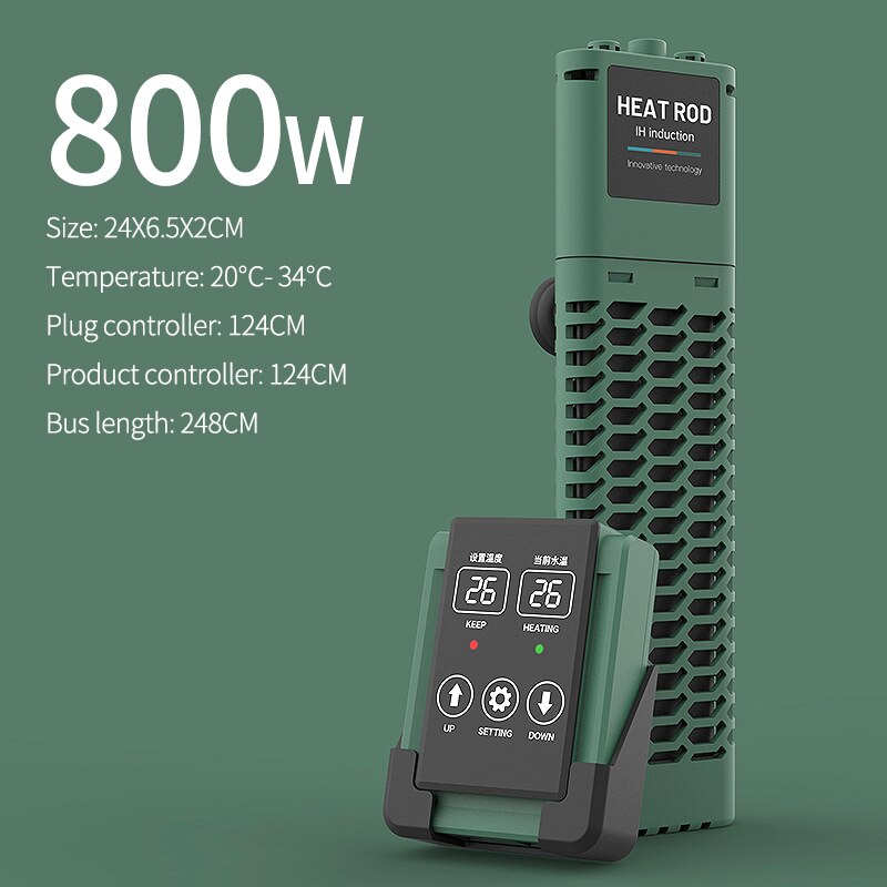 SUNSUN Aquarium Submersible Auto Temperature Heater Fish Tank LCD Display Adjustable Water Constant Temperature Heating Rod: 800w