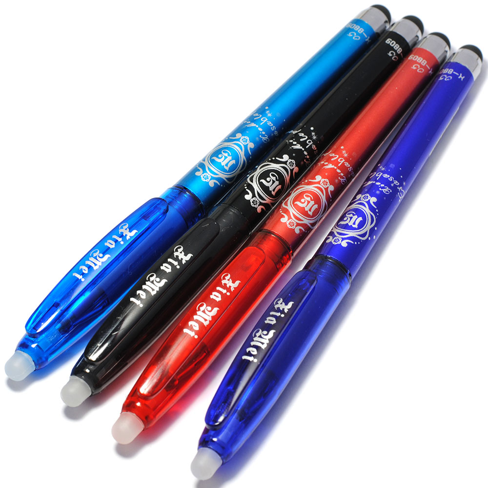 4 STKS Magische Uitwisbare Pen Marineblauw Zwart Rode Inkt Refill Office Supply School Student Examen Spare Telefoon Tastbaar Balpen Pen