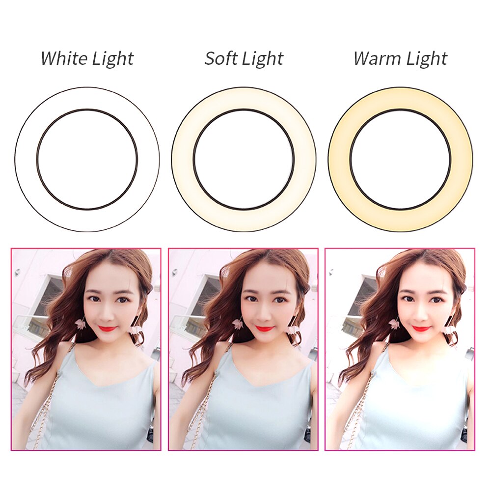 Profession desktop fotografering led ringlys med stativ stativ telefonholder ring lampe til fotostudio nail art video ringlys
