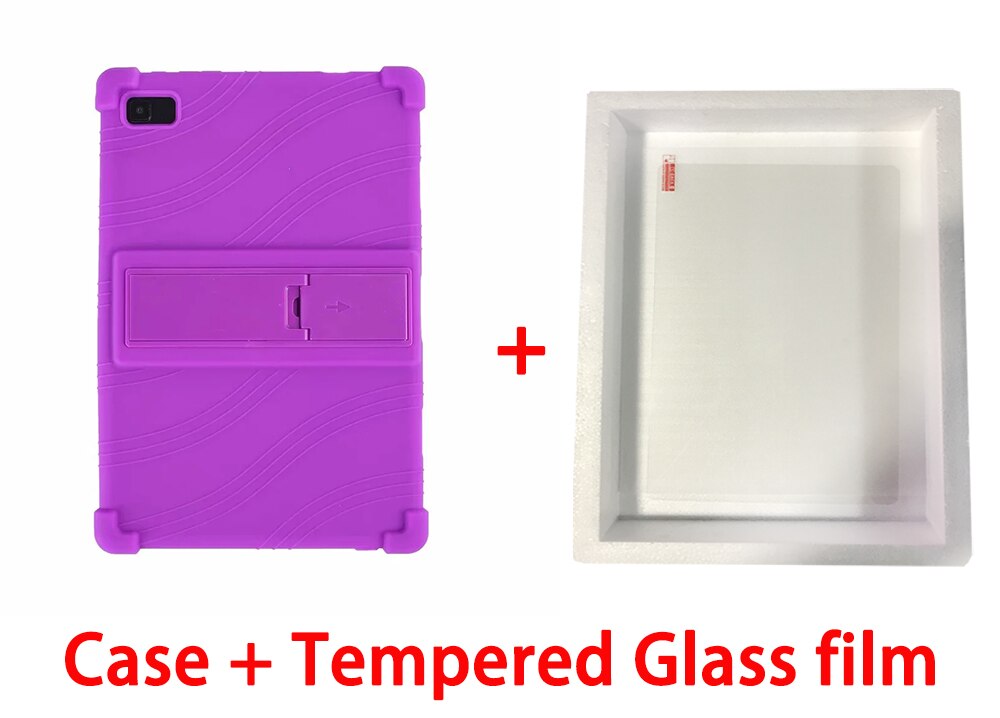 Silicone Cover Case for Teclast P20hd Stand Thickened Stand Soft Cover for Teclast P20 HD M40 Tablet PC: purple-Tempered film