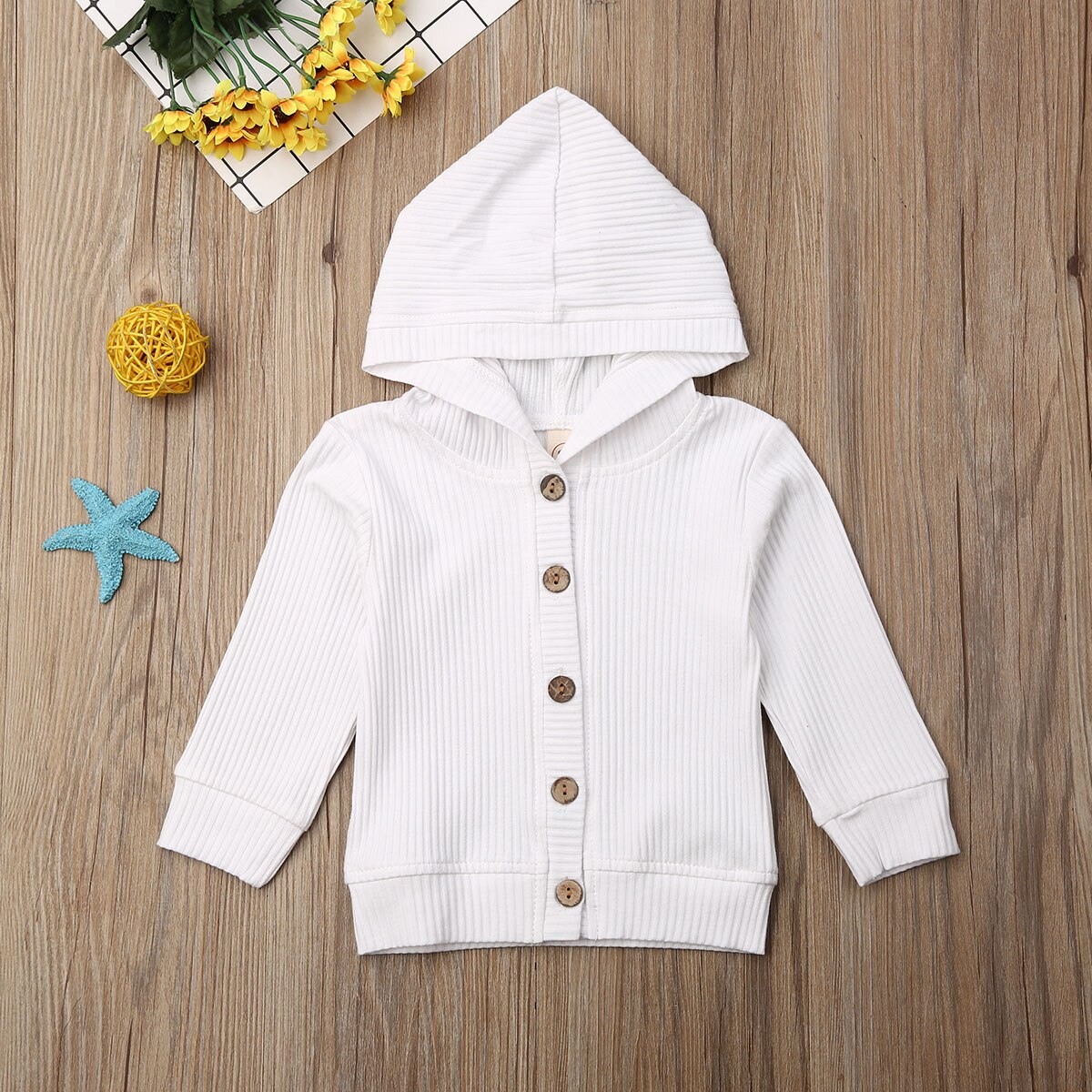 Inafnt Baby Meisje Jongen Gebreide Katoenen Jassen Knit Truien Vest Tops Warm Fall Kleding Solid Lange Mouwen Hooded Jassen 0-24M