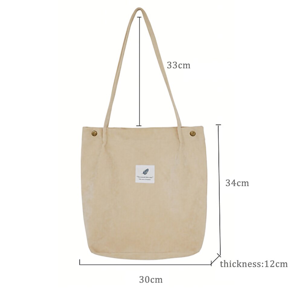 Bolso de pana para mujer, bolsa de compras de tela de lona, bolsa de lona ecológica, bolso de hombro de algodón de gran capacidad, bolsa de compra reutilizable