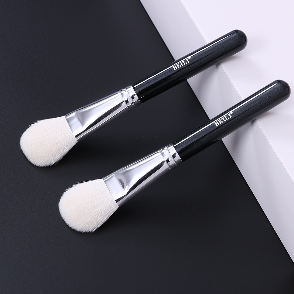 Beili 1 stuk zwarte synthetische nano-wolvezel blush contourkwast multifunctionele losse poeder enkele veganistische make-upkwasten