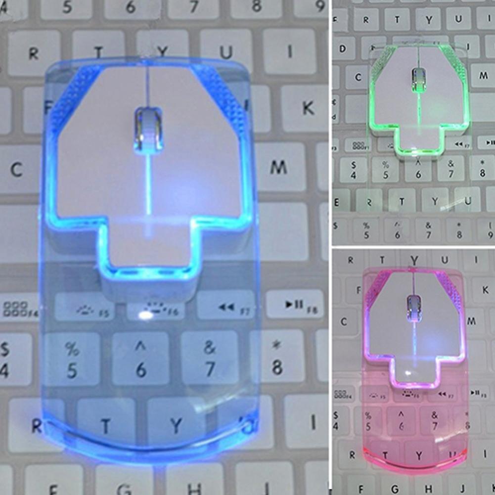 Ultra-thin Transparent 1200DPI 2.4GHz Wireless Optical Luminous Mouse for PC Desktop Laptop Notebook