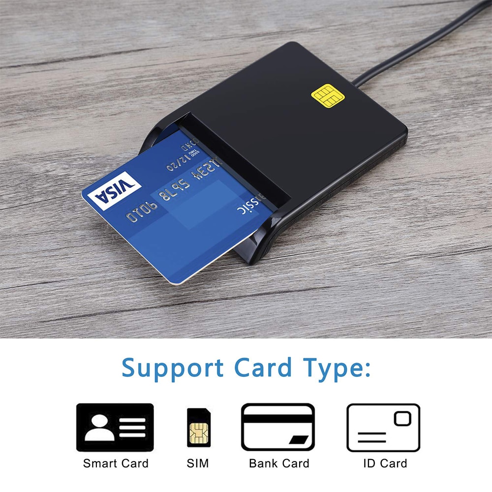 Card Reader Portable USB 2.0 Smart Card Reader DNIE ATM CAC IC ID Bank Card SIM Card Cloner Connector for Windows Linux