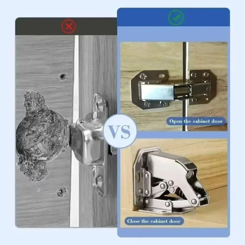 Charnières d'armoire en acier, 90 degrés, sans perçage, tampon hydraulique, porte, fenêtres, plus proche, outils de quincaillerie pour meubles