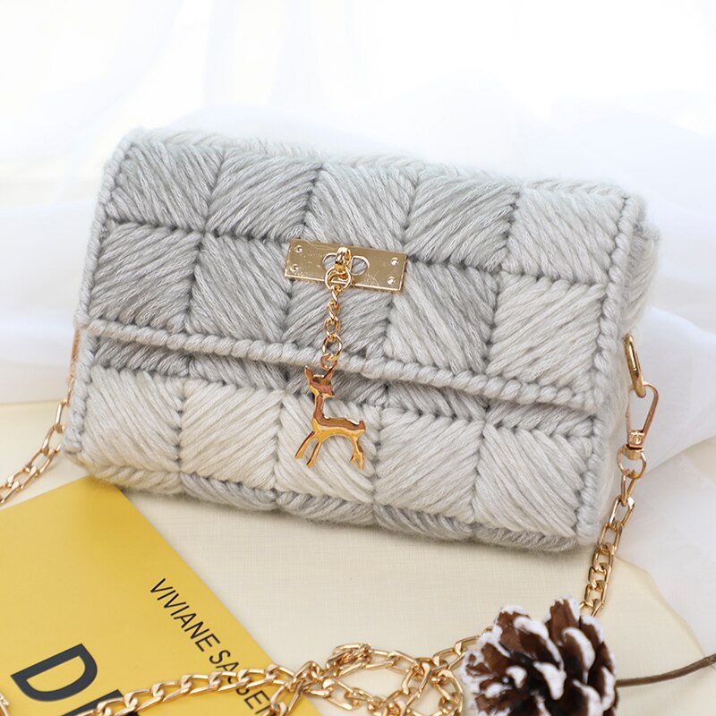 Wol Hand-Geweven Zak Opbergtas Decoratieve Gehaakte Diy Materiaal Pakket Accessoires: 12