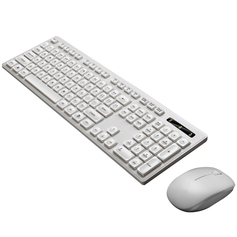 Wireless Office Keyboard And Mouse Set Only One USB Control 104-Key 2.4GHz Multi-System Compatible Wireless Keyboard: White
