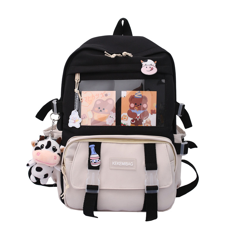 mode vrouwen rugzak kawaii canvas vrijetijdstas rugzak boekentas voor tiener meisje schooltas laptop mochila: 16 inches / Beige