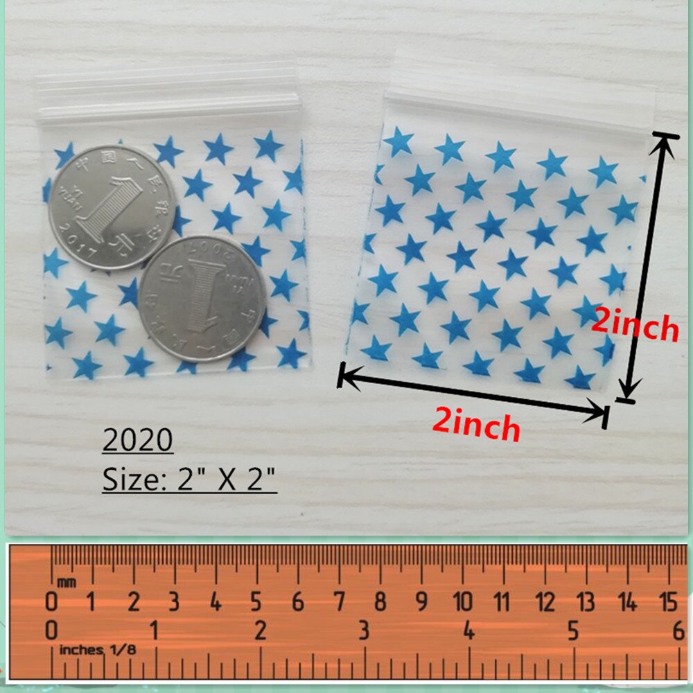 2 "  x 2 " mini ziplock zakjes 100 stuks bedrukte plastic zakjes met beer