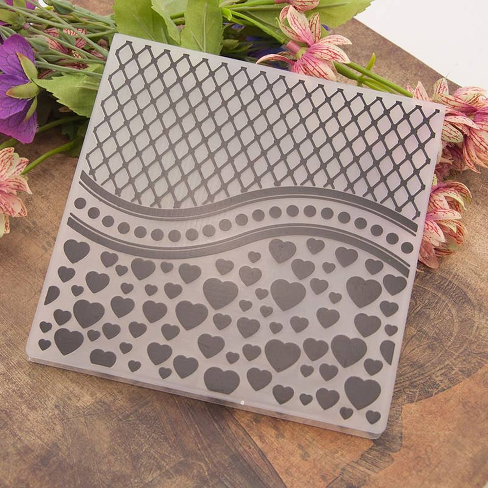 Love Heart Diamond Embossing Folders Plastic Scrapbooking For DIY Scrapbook Album Card Decorating Tool Crafts Card Paper Making