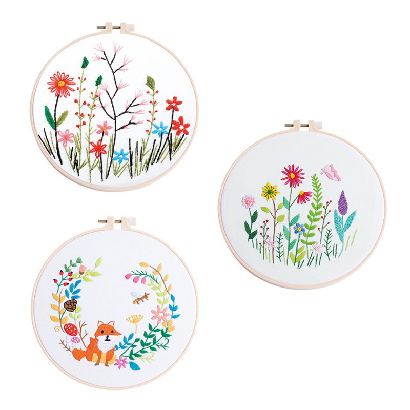 Diy Borduurwerk Bloem Handwerk Handwerken Voor Beginner Kruissteek Ambachten Hand-Gestikt Decor Schilderen Borduren Home Deco: H 3PCS