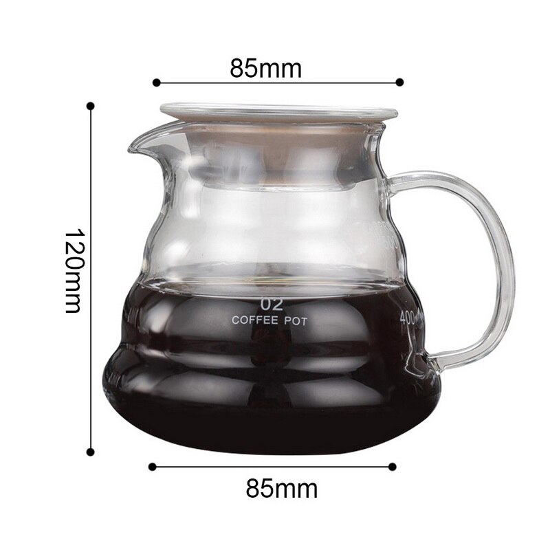 Pour Over Range Coffee Server Carafe Drip Coffee Pot Coffee Kettle Brewer Barista Percolator Clear 360ml 600ml 800ml #2: 600ml