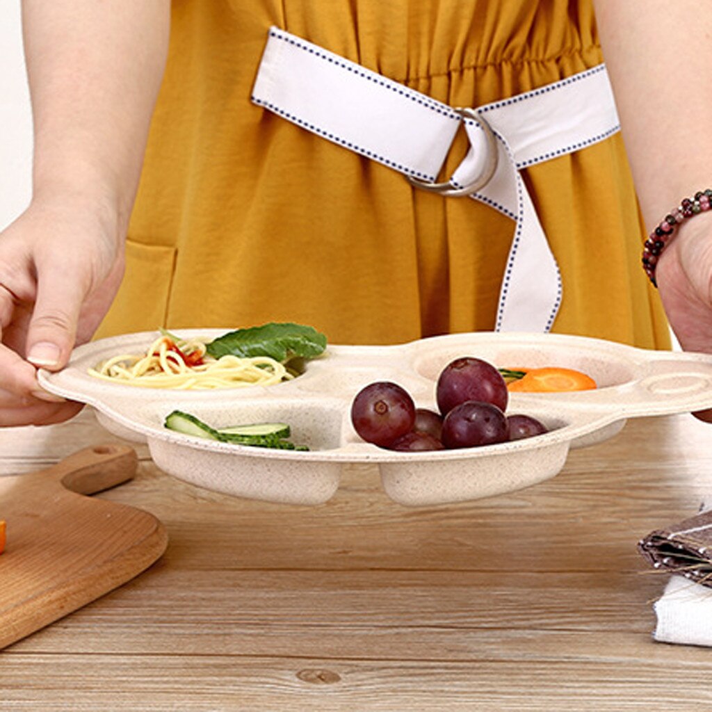 Dinner Plate Three Grid Fruit Plate Separate Children'S Dinner Plate Cute Solid Color Household Tableware #YL10