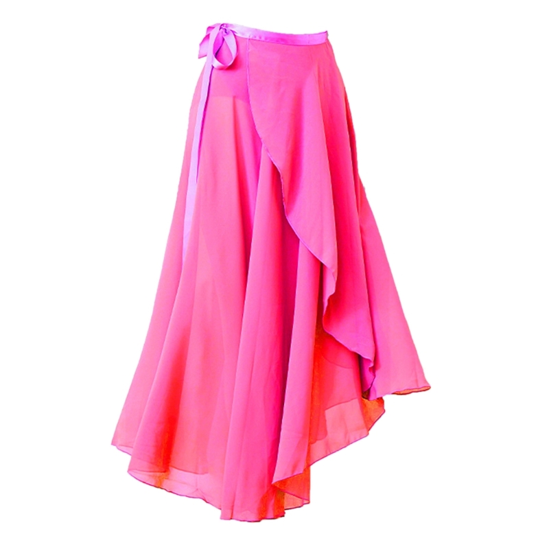 16 Solid Colors Classical Mid-Calf Half Skirt Spring Summer Breathable Long Wrap Skirts for Ladies Ballet Dance Stage Wear: Rose Red