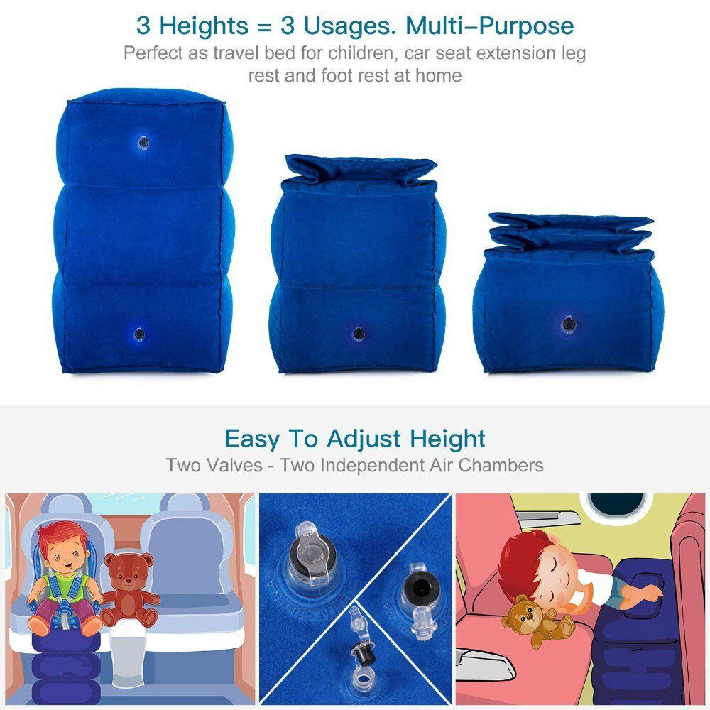 Gonfiabile Seggiolino auto Poggiapiedi Ponteggi Viaggi Resto Del Piede Regolabile in Altezza Poggiapiedi per Adulti e per Bambini Aereo Poggiapiedi