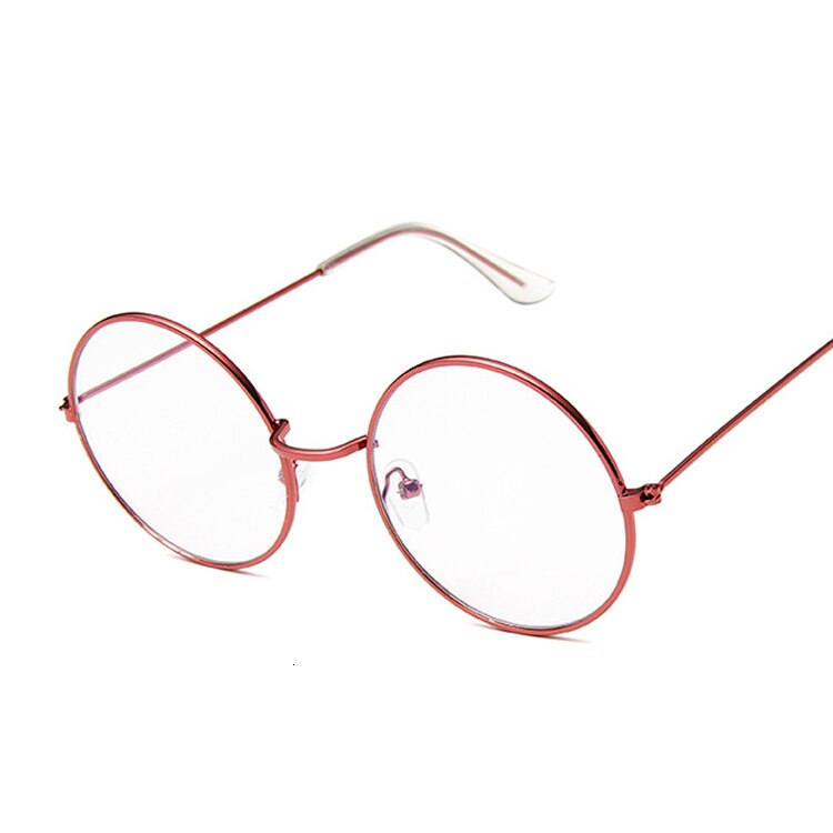 Gafas redondas Vintage para mujer, montura de Metal Unisex, lentes ópticas de círculo negro Retro, lentes transparentes, gafas de gusano: Red Trans