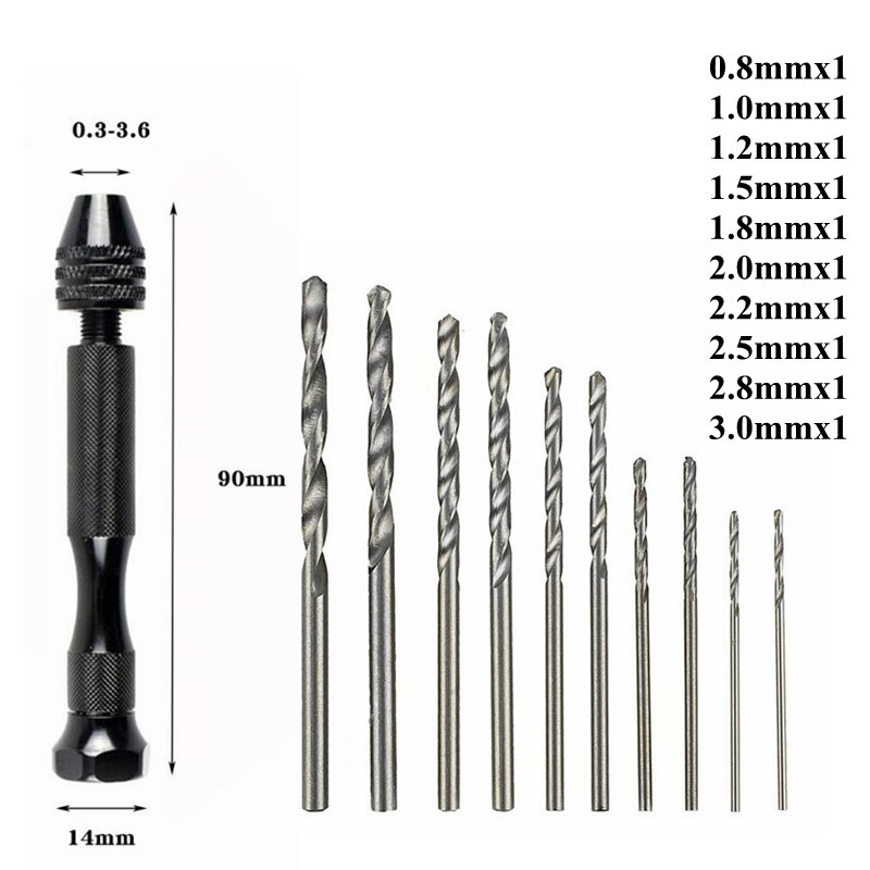 Mini Micro Aluminum Hand Drill With Keyless Chuck HSS Steel Twist Drill Bit Woodworking Drilling Rotary Tools Hand Drill Manual: G