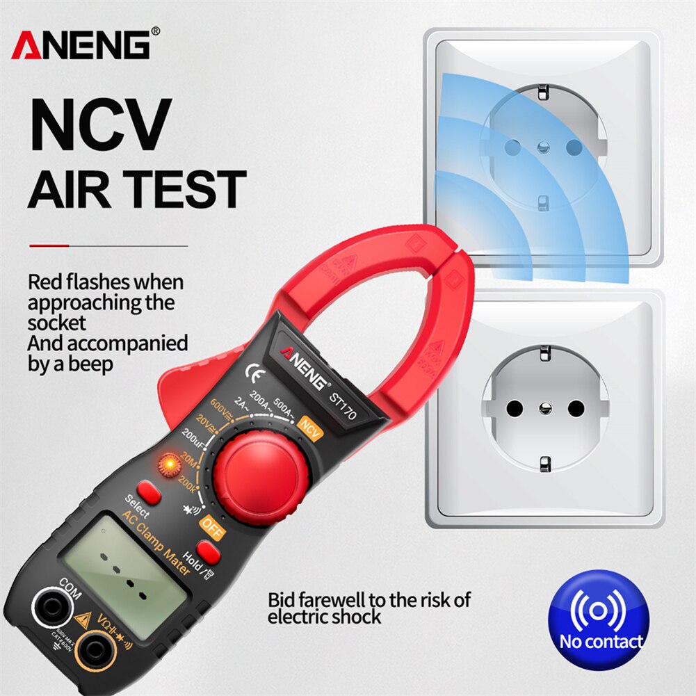 ANENG ST170 Digital Clamp Meter DC/AC Current Multimeter Ammeter Voltage Tester Car Amp Hz Capacitance NCV Ohm Test