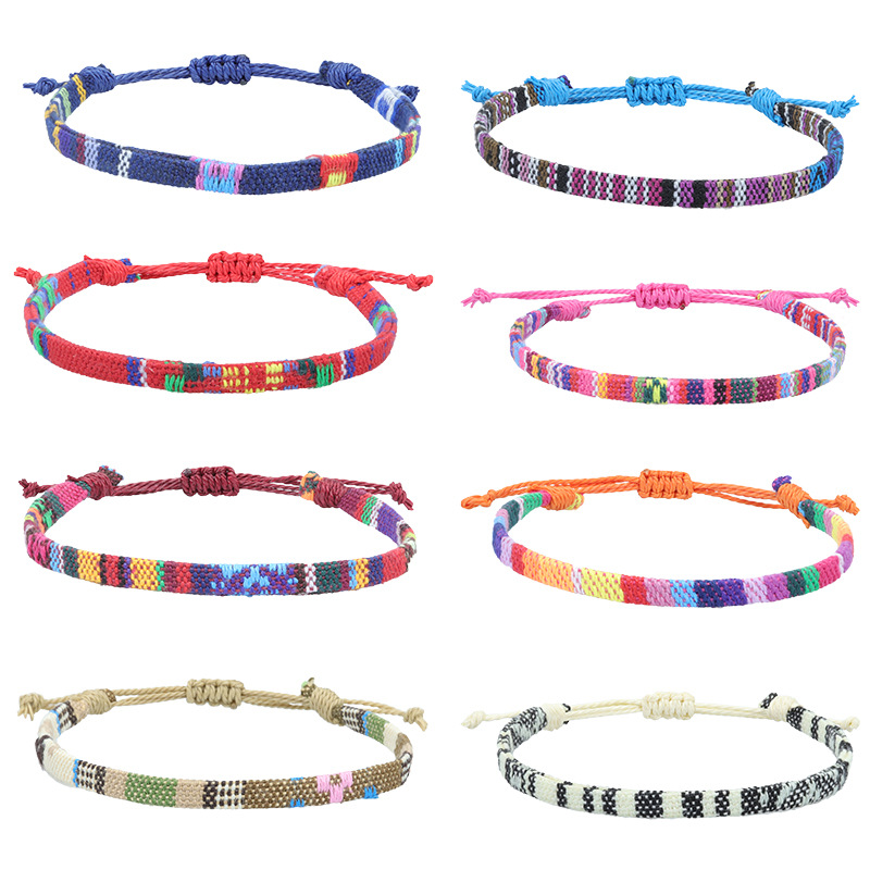 Fußkettchen für Frauen, gewebter Stoff, Fußbein-Armbinde, Männer, handgefertigt, Seil, Geflecht, Knoten, Strand, Barfuß, Webart, ethnischer Boho, verstellbarer Charme