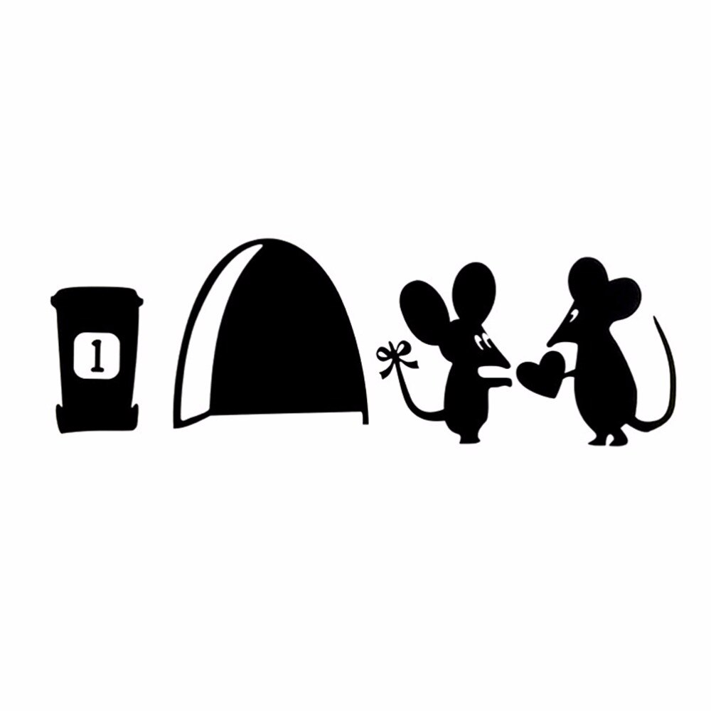 3d Funny mouse hole wall stickers decals Living room Bedroom wall art wallpaper mural Wedding decorationr: Default Title