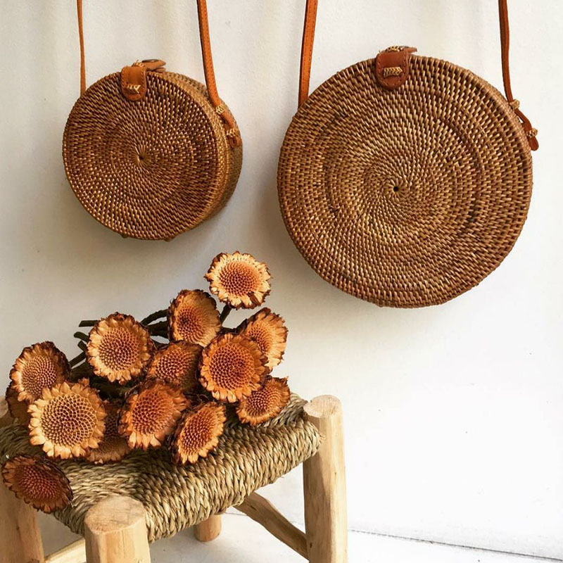 Sac de plage sacs à bandoulière en paille femmes sacs à Main en rotin tissé Sac à Main pour dames ronde sacs à Main en rotin femmes cercle Sac de paille